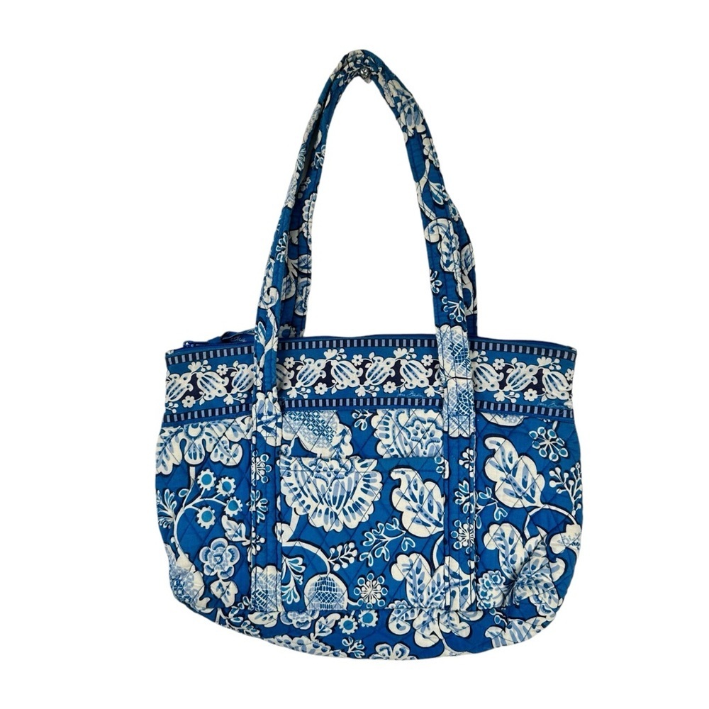 Vera Bradley Lagoon Tote Bag Purse Blue Floral Quilted Travel Shoulder Carryall